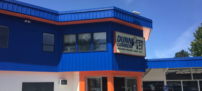 Exterior painting of commercial dunn lumber building